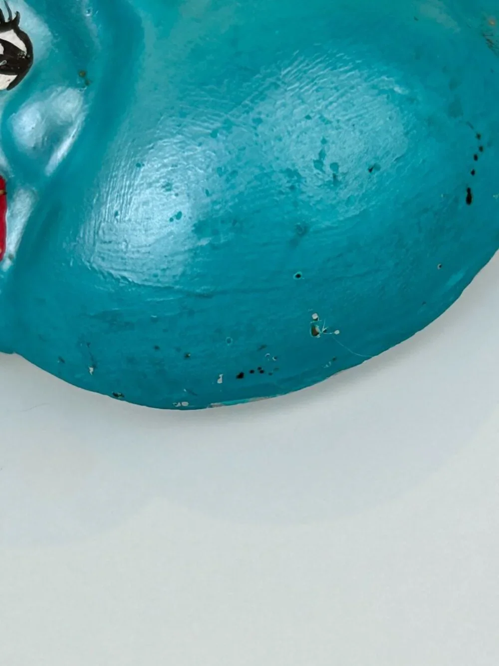 Vintage MCM Teal Chalkware Birds Wall Art Hanging Blue Eyelashes Red Lips Kitsch